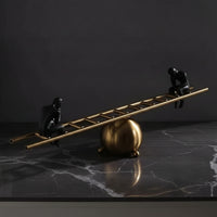 Balance Sculpture with Figurines Sophisticated Ladder Balance Statue Sleek Ladder Statue for TV Stand