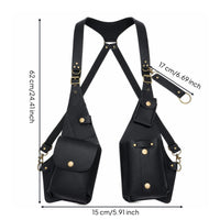 Adjustable Harness Bag with Detachable Pouch Multi-Pocket Leather Harness Vest Bag Handsunrestricted Gothic for Cosplayers, Bikers, Festivals, Cosplay, Halloween