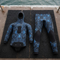Hooded Spearfishing Wetsuit 5 Mm Thick Diving Suit Cold Water Use Two-Piece Neoprene Suit for Spearfishers, Winter Swimmers, Surfing