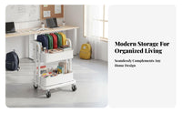 Mobile with Wheels Foldable Rolling Bookshelf Space-Saving 3-Tier Collapsible Trolley Large Storage Capacity Utility Trolley Multi-Functional for Office Workers, Homeowners, Study Room, Classroom, Bedroom, Kitchen