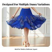 Flowing Design Big Swing Latin Skirt Soft Material Medium-Length Ballroom Skirt Lightweight Breathable for Women, Dancers, Performers, Themed Parties