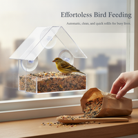 Window Mounted Clear Acrylic Bird Feeder with Suction Cups for Parrots and Wild Birds