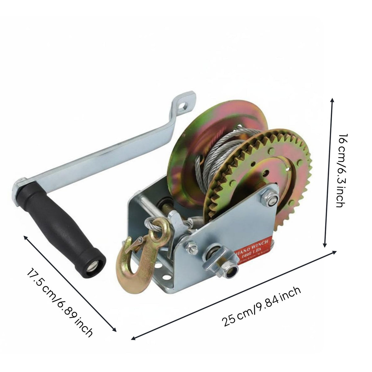 Steel Cable Winch Lockable Hand Crank Gear-Driven Winch Driven Hardware for Marine