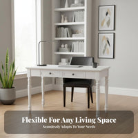 2-Drawer Wooden Desk pure wood Writing Table Light Luxury With Storage Drawers for Adults, residents, Study Room