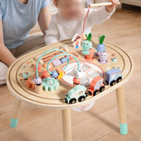 Busy Activity Table Colorful Accents Wooden Activity Table Shape Sorter for Young Children