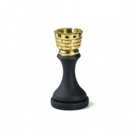 Decorative Chess Piece Figurine with Gold Accents Elegant Chess Figurine with Gold Crown Sculptural Stable for Collectors