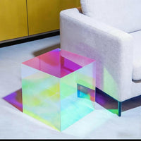 Acrylic Side Table Compact Iridescent Table Space-Saving Furniture for Bedroom, Living Room