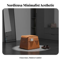 Tufted Cube Pouf Real Leather Ottoman Nordic and design Footstool for Interior Decorators, Gift Givers, Cloakroom, Entryway, Living Room