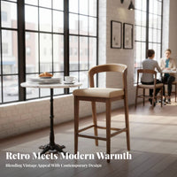Vintage American Design Swivel High Chair with Backrest Built-in Footrest Rotating Bar Chair with Armrests Sturdy Base Counter Stool Cushioned Seat for Restaurateurs, Restaurant Owners, Interior Designers, Cafe, Lounge, Kitchen Island