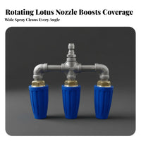 4000 PSI Multi-Jet Turbo Nozzle Heavy Duty Triple Nozzle Pressure Washer Head Quick Connect for Contractors, Professionals, Paint Stripping