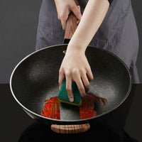 Induction Hob Stir Fry Wok Induction Hob, Stainless Steel Induction Wok with Lid and Wood Handle, Cast Iron Wok Pan Lid, Stir Fry Pan for Home