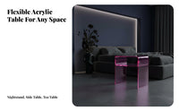 Minimalist Aesthetic Clear Waterfall Table Modern Design Nightstand Transparent Look Household Furniture Space-Saving Appearance for Apartment Dwellers, Interior Designers, Bedroom, Small Spaces, Living Room, Office