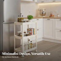 Space-Saving Multi-Tier Mobile Shelf With Wheels Slim Space Organizer Large Capacity Narrow Space Organizer Rounded Corners for Kitchen, Bathroom, Laundry Room, Office