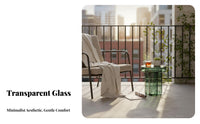 Round Glass Side Table Nordic Design Small Coffee Table Minimalist for Balcony, Bedroom, Office