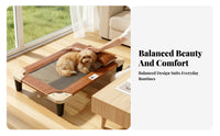 Short Legs Elevated Dog Bed Faux Leather Border Raised Mesh Dog Bed