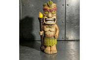 Tiki Statue with Light up Eyes Wood Look Tiki Statue with LED Eyes Lawn Ornament Glowing Tropical for Patio, Yard