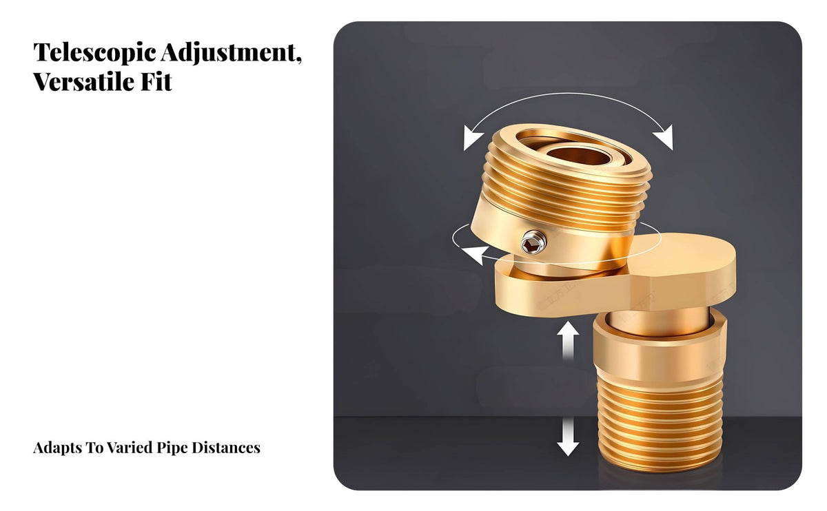 Solid Brass Construction Adjustable Eccentric Shower Connector Thickened Wall Angle Adjustable Faucet Elbow Extendable for DIYers, Bathroom