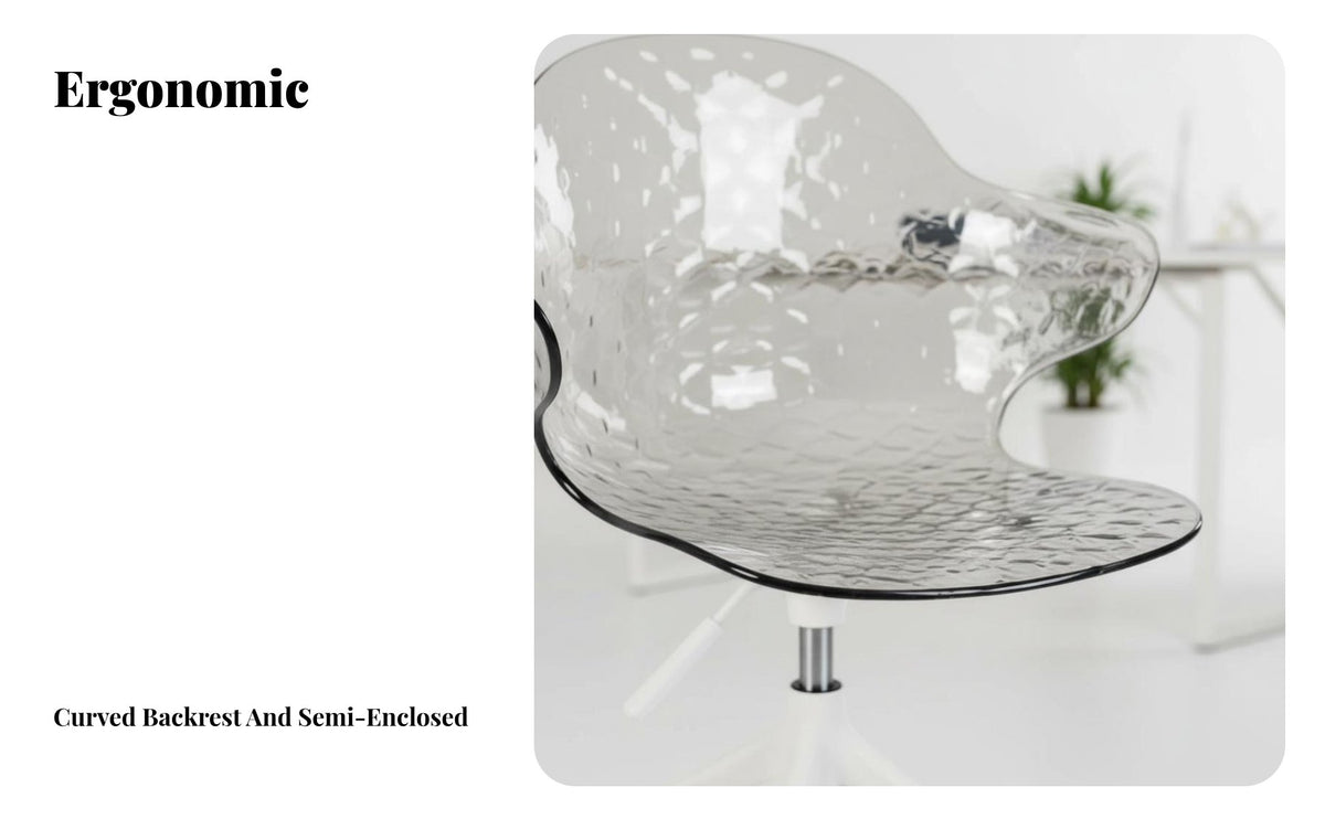 Transparent Look Clear Armless caster Chair Minimalist Design Office Furniture Adjustable Height Space-Saving for Remote Workers, Students, Women, Study Room, Dormitory, Bedroom