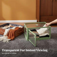 Collapsible Storage Box with Doors Transparent View Closet Container for Parents