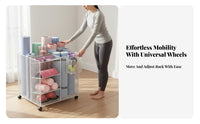 Exercise Mat Storage Rack With Wheels Rolling Fitness Storage Rack Portable Rolling Fitness Equipment Cart for Living Room