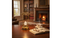Table Lamp with Frosted Bulb Vintage-Style Lantern with Handle Hollow-Carved Ambient Light for Desk, Bar