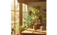 Hanging Plant Pot Ornament Beaded Plant Hanger with Beads Decorative Disco Ball Planter with Chain for Window, Porch, Balcony