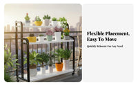 Indoor & Outdoor Use Multi-Tier Plant Stand Mobile with casters Multi-Tier Rolling Plant cart Freestanding Flower Pot Shelf Space-Saving for Gardeners, Apartment Dwellers, Homeowners, Balcony, Living Room, Garden, Corner