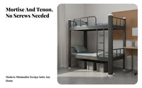 Dormitory Bunk Bed Stable Structure Metal Bunk Bed Anti-Slip Ladder for Students, Families, Dorm Room, Apartment Quarters