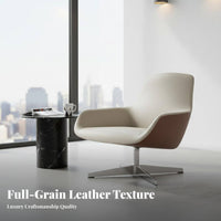 Italian aesthetic Upholstered rotating Armchair Minimalist Design Oversized rotating Barrel Chair Deep Seat Indoor Seating Wraparound backrest for Business Owners, Interior Designers, Reception Area, Office, Living Room, Bedroom
