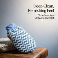 Exfoliating Bath Mitt and Towel Set, Polyester Body Scrubber for Spa and Home Use, Unisex Wash Gloves for Deep Exfoliation