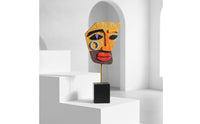 Abstract Human Face Statue Hand-Painted Abstract Face Sculpture Decor Geometric for Art Lovers, Living Room, Office