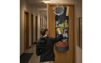 Zippered over-Door Storage Bag Oxford Material over Door Sports Gear Bag Black Hanging Sports Equipment Organizer Metal Eyelets