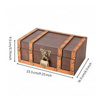Vintage Wooden Chest Antique Style Keepsake Box with Hinged Lid Compact for Photography Props