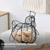 Portable Handle Chicken Shaped Egg Basket Hollow-out Design Chicken Egg Basket Multi-Functional for Pantry, Dining Table