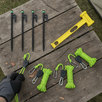 Tent Guy Line Adjuster with Self-Locking Pulley and Reflective Rope for Outdoor Camping