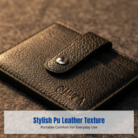 PU Leather Card Holder, Litchi Grain, Unisex Coin Purse, Small Snap Wallet