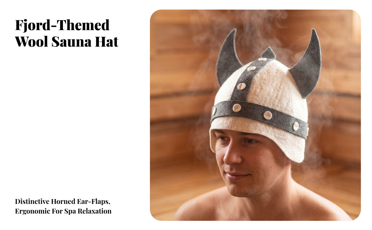 Viking Helmet Sauna Hat Heat Protection Felt Sauna Hat with Horns Funny Comfortable for Steam Room, Spa