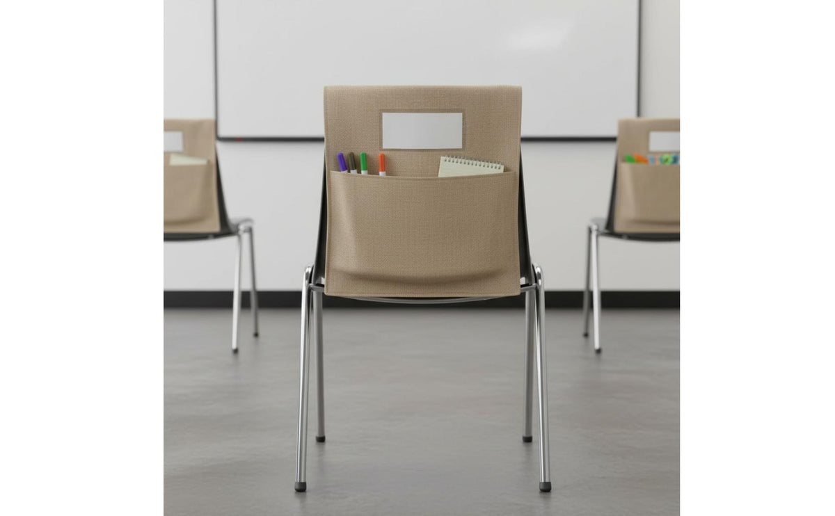 Sturdy Classroom Chair Pocket Wear-Resistant Jute Chair Pocket Easy to Organize Seat Sack Name Slot for Students, Teachers, School