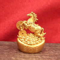 Rearing Horse Figurine Compact Size Medallion Horse Statue Feng Shui Home Decor Item for Cabinet