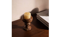 Marble Candlestick Marbled Stone Candle Holder Polished Candlestick with Pedestal for Decorators, Simplifiers, Tabletop, Shelf Styling, Console Table