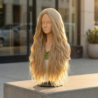 Breathable Cap 28 Inch Body Wave Hairpiece Adjustable Straps Heat Resistant Synthetic Hairpiece