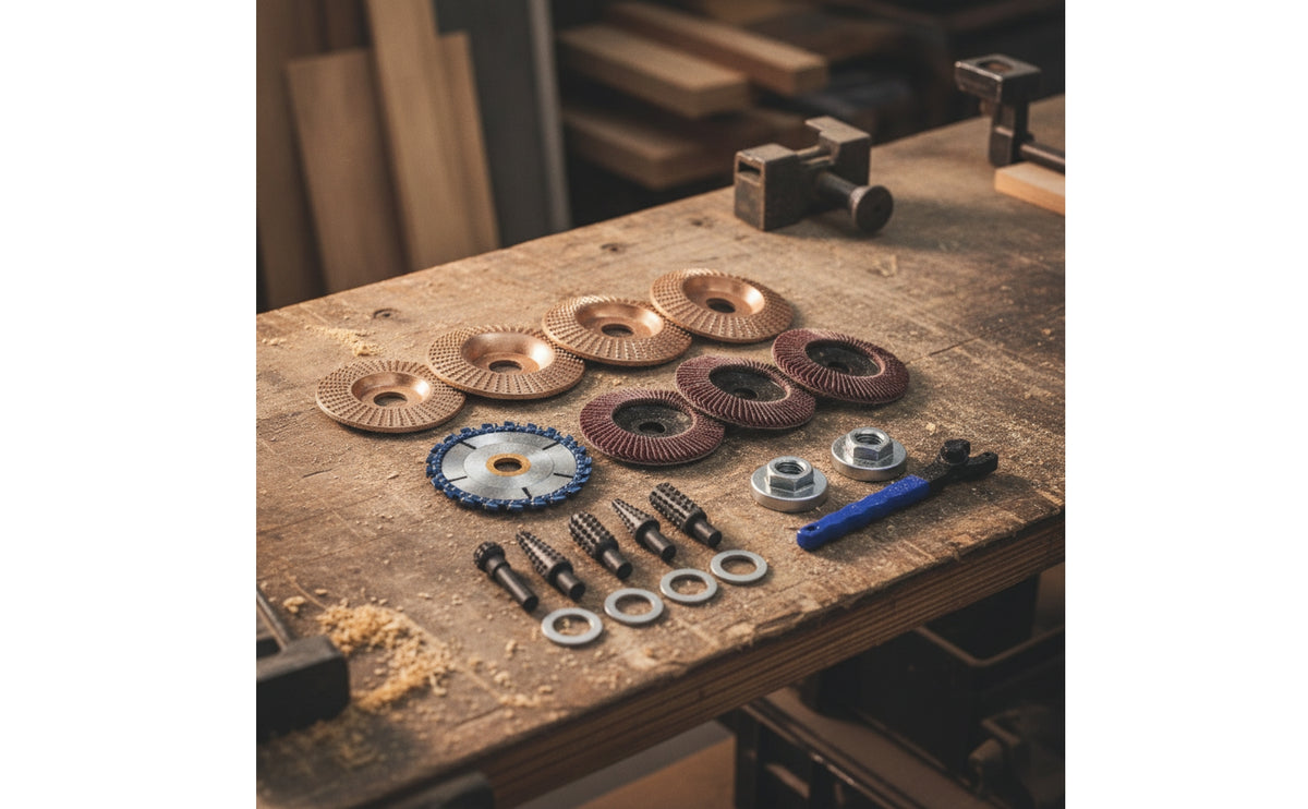 20 Pieces Versatile Angle Grinder Attachment Set Abrasive Woodworking Grinding Disc Kit Rotary Carbide Burr Bit Set Universal for Carvers