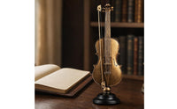 Violin Figurine Golden Violin Decor with Base Material Tabletop Ornament for Violinists, Bookshelf, Office Desk