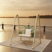 Hanging Swing Chair with Stand Cushioned Swing Chair with Stand Shaded Furniture for Adults, Backyard, Garden, Balcony