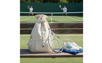 Large Capacity Drawstring Sports Backpack Lightweight Tennis Racket Backpack Wet/Dry Pocket Badminton Bag with Shoe Compartment for Athletes, Training, Gym, Travel, Commute