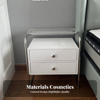 Light Luxury Aesthetic Metal Frame End Table Modern Minimalist Design Accessible-Shelf Side Table Versatile Nightstand Sturdy Structure for Homeowners, Apartment Dwellers, Students, Bedroom, Guest Room, Entryway, Office