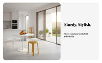long-finaling Stackable Woven-Look Seat Sturdy Construction Round stacking Stool Space-Saving Design Backless Chair Easy to Clean for Homeowners, Students, educators, Living Room, Kitchen, Balcony, Patio