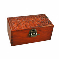 Solid Wood Wooden Jewelry Box With Lock Lockable Keepsake Box Decorative Carved Storage Chest for Bedroom