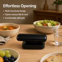 Manual Can Opener, Side Cutting Tin Opener with Non-Slip Grip, Multi-Function Jar Opener for Australian Home Cooks, Black