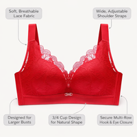 Minimizer Bras for Women with Wide Adjustable Straps for Large Busts, Full Coverage Lace Support 4-Row Back Closure for Custom Fit